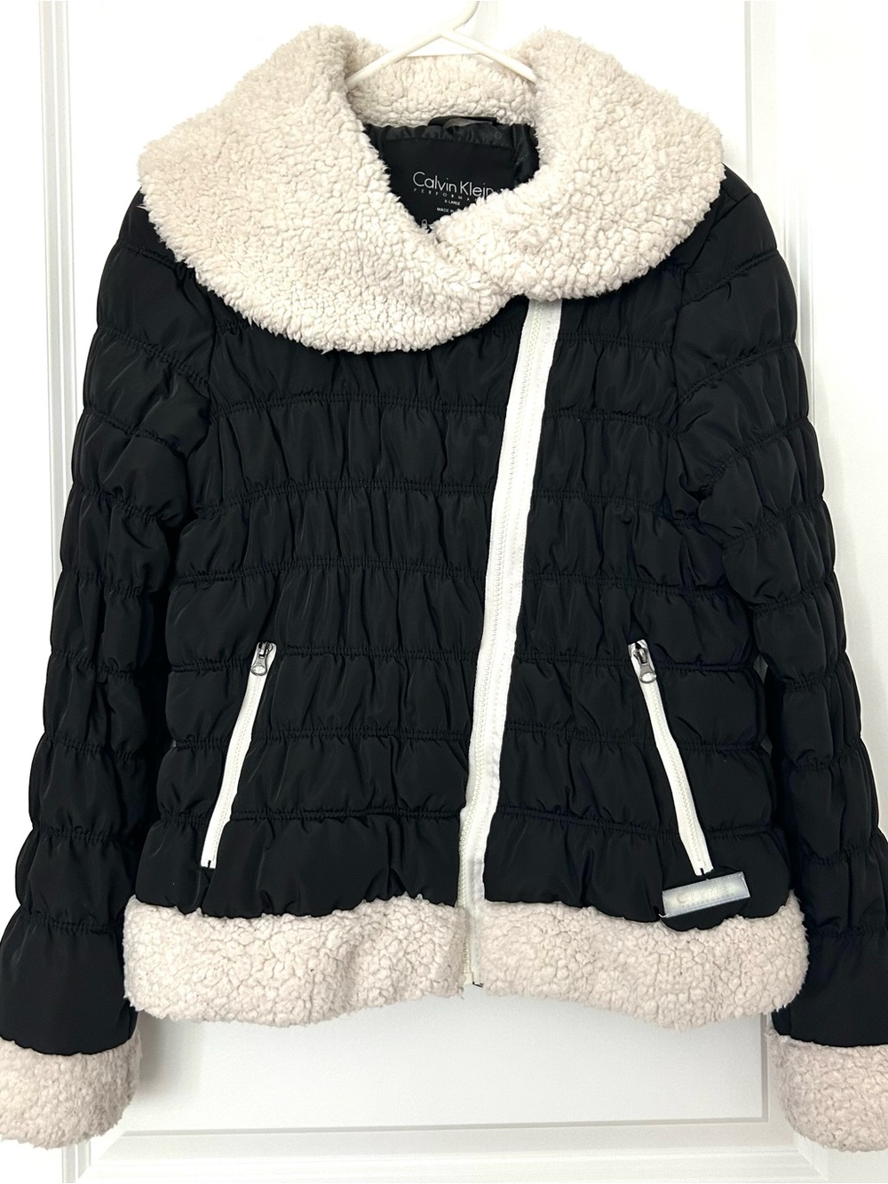 Calvin Klein Y2K Women's Short Puffer Jacket Zip Front Winter Coat